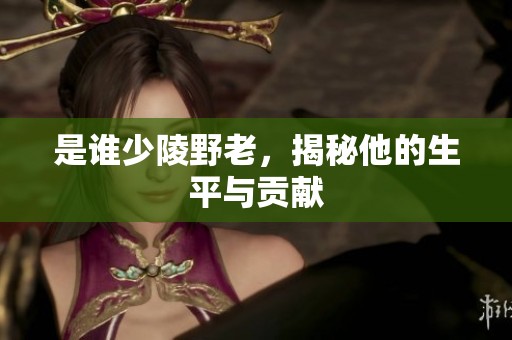 是谁少陵野老，揭秘他的生平与贡献