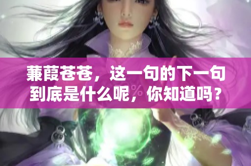 蒹葭苍苍，这一句的下一句到底是什么呢，你知道吗？