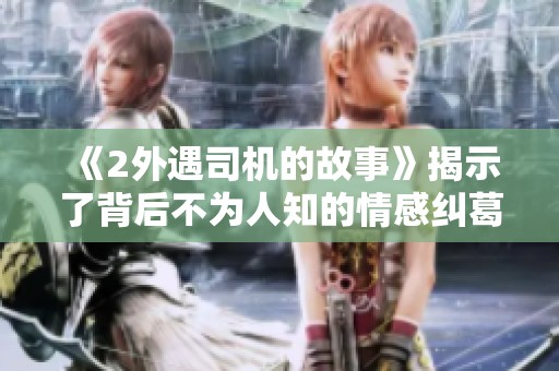 《2外遇司机的故事》揭示了背后不为人知的情感纠葛与真实人生。