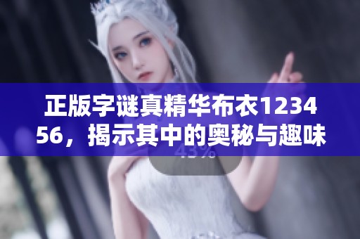 正版**真精华布衣123456，揭示其中的奥秘与趣味所在